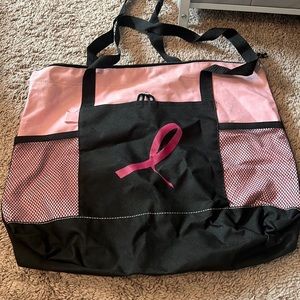 Black and pink breast cancer bag